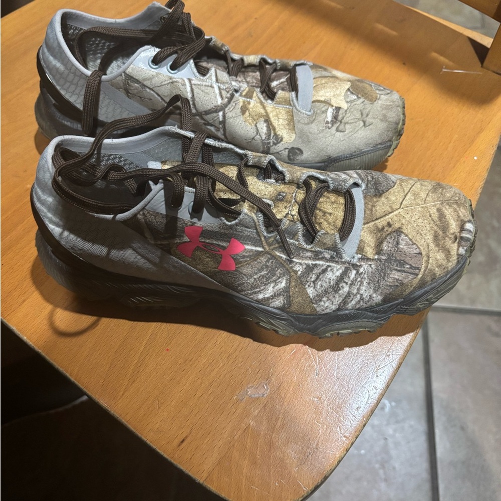 Under Armour Camo Sneakers with Pink Accent